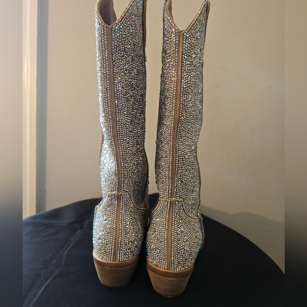 Madden Girl Redford Crystal Embellished Sequin Cowgirl Western Boots Size 8.5 - Picture 11 of 12